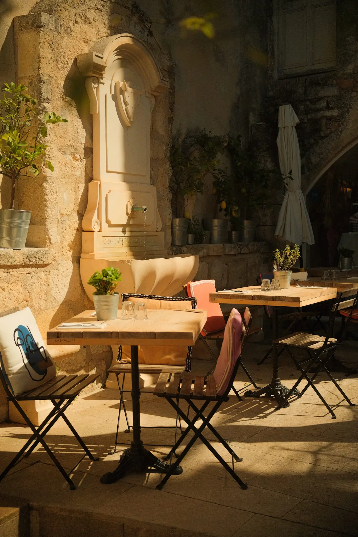 The garden room, set for lunch